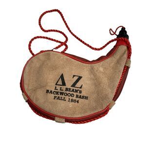 Vintage L..L. Bean's Backwood Bash 1984 Leather Canteen Suede Flask Bladder-